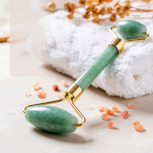 Roller visage en jade vert naturel à double rouleau